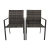 Outdoor Patio Furniture Set 2 Pieces Wicker Chair Sets PE Rattan Patio Conversation Set Dining Chairs for All-Weather (Grey)