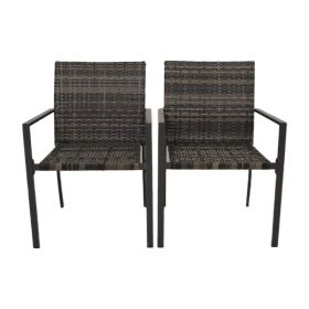 Outdoor Patio Furniture Set 2 Pieces Wicker Chair Sets PE Rattan Patio Conversation Set Dining Chairs for All-Weather (Grey)