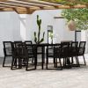 9 Piece Patio Dining Set Black