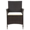 Patio Chairs with Cushions 2 pcs Poly Rattan Brown