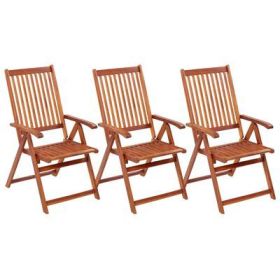 Folding Patio Chairs 3 pcs Solid Acacia Wood