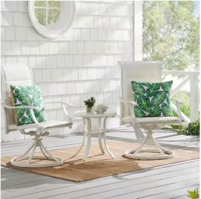 White Round Glass Top Aluminum Outdoor Patio Side Table