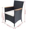 Patio Chairs 2 pcs with Cushions Poly Rattan Black