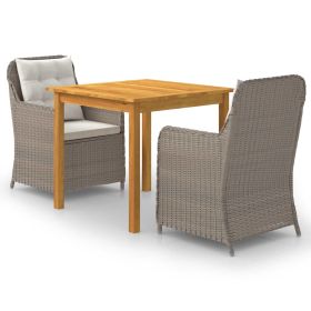 3 Piece Patio Dining Set Brown