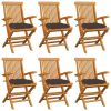 Patio Chairs with Taupe Cushions 6 pcs Solid Teak Wood