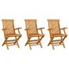 Patio Chairs 3 pcs Solid Teak Wood