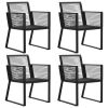 Patio Chairs 4 pcs Rope Rattan Black