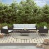 4 Piece Patio Lounge Set with Cushions Poly Rattan Black