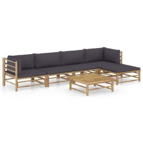 6 Piece Patio Lounge Set with Dark Gray Cushions Bamboo