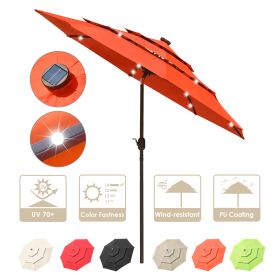 9Ft 3-Tiers 24LEDS Patio Umbrella Fruit Orange