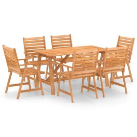 7 Piece Patio Dining Set Solid Acacia Wood