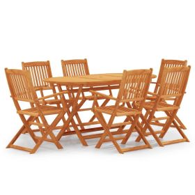 7 Piece Folding Patio Dining Set Solid Eucalyptus Wood