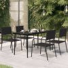 Patio Dining Table Black 55.1"x27.6"x29.1" Steel and Glass