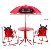 Kids Patio Folding Table and Chairs Set Beetle with Umbrella