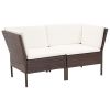 6 Piece Patio Lounge Set with Cushions Poly Rattan Brown