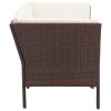 6 Piece Patio Lounge Set with Cushions Poly Rattan Brown