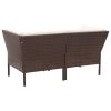 6 Piece Patio Lounge Set with Cushions Poly Rattan Brown