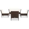 6 Piece Patio Lounge Set with Cushions Poly Rattan Brown