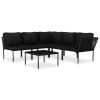 6 Piece Patio Lounge Set with Cushions Black PVC