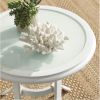 White Round Glass Top Aluminum Outdoor Patio Side Table