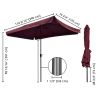 2Mx3M Aluminum Patio Umbrella Wine