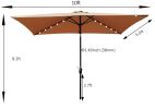 10 x 6.5t Rectangular Patio Solar LED Lighted Outdoor Market Umbrellas with Crank &amp; Push Button Tilt for Garden Shade Outside Swimming Pool RT