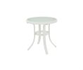 White Round Glass Top Aluminum Outdoor Patio Side Table