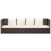 Patio Bed with Cushion & Pillows Poly Rattan Brown