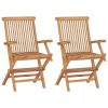 Folding Patio Chairs 2 pcs Solid Teak Wood