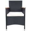 Patio Chairs 2 pcs with Cushions Poly Rattan Black