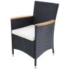 Patio Chairs 2 pcs with Cushions Poly Rattan Black