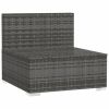 Patio Middle Sofa with Cushions Gray Poly Rattan