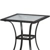 Outdoor Patio PE Wicker 5-Piece Counter Height Dining Table Set with Umbrella Hole and 4 Foldable Chairs