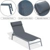 Patio Chaise Lounge Set (2022 New) -3 Pieces Adjustable Backrest Pool Lounge Chairs Steel Textilene Sunbathing Recliner with Headrest (Grey)