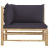 Patio Corner Sofa with Dark Gray Cushions Bamboo