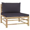 6 Piece Patio Lounge Set with Dark Gray Cushions Bamboo