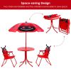 Kids Patio Folding Table and Chairs Set Beetle with Umbrella