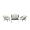 Manhattan Comfort Riviera Rope Wicker 4-Piece 4 Seater Patio Conversation Set with Cushions in Cream