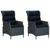 3 Piece Patio Lounge Set with Cushions Poly Rattan Dark Gray