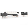 4 Piece Patio Lounge Set with Cushions Poly Rattan Black