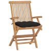 Patio Chairs with Black Cushions 4 pcs Solid Teak Wood