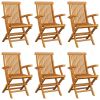 Patio Chairs with Taupe Cushions 6 pcs Solid Teak Wood