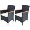 Patio Chairs 2 pcs with Cushions Poly Rattan Black