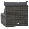 Patio Middle Sofa with Cushions Gray Poly Rattan