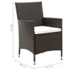 Patio Chairs with Cushions 2 pcs Poly Rattan Brown