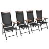 Folding Patio Chairs 4 pcs Aluminum and Textilene Black