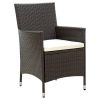 Patio Chairs with Cushions 2 pcs Poly Rattan Brown