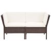 6 Piece Patio Lounge Set with Cushions Poly Rattan Brown