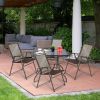 Set of 4 Patio Folding Sling Chairs Steel Camping Deck