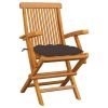 Patio Chairs with Taupe Cushions 6 pcs Solid Teak Wood